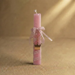 Ροζ Λαμπάδα Με Μπρελόκ Κορόνα