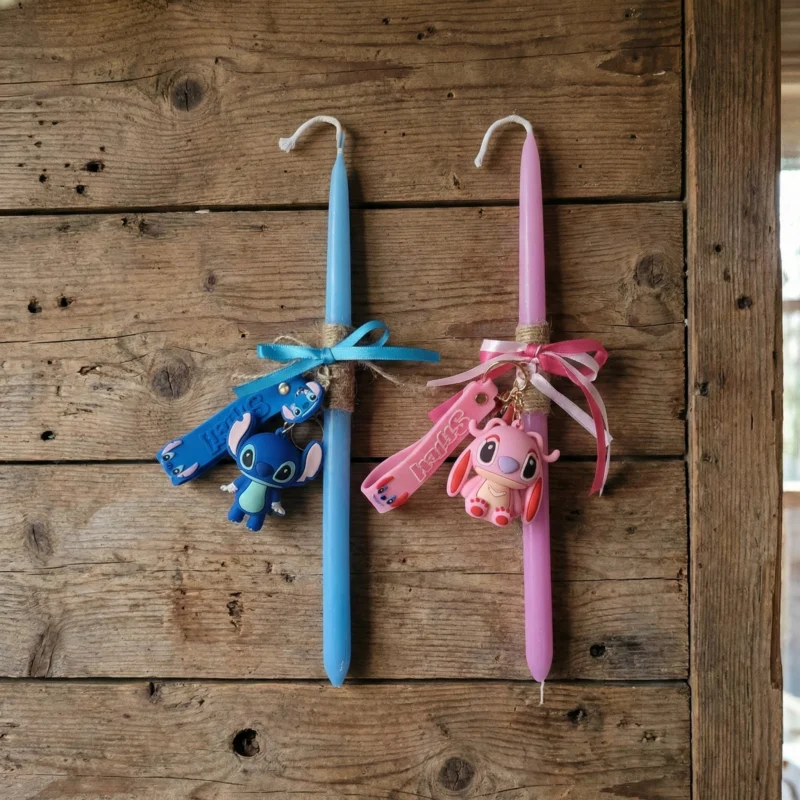 lilostitch Ζευγάρι Λαμπάδες Με Μπρελόκ Angela & Stitch