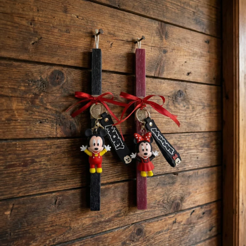 mickeyminnie Ζευγάρι Λαμπάδες Με Μπρελόκ Mickey & Minnie Mouse