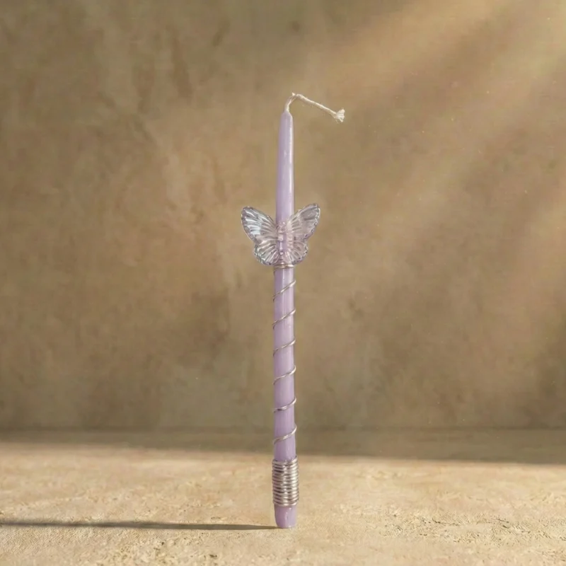 Λιλά Λαμπάδα Με 3D Πεταλόυδα