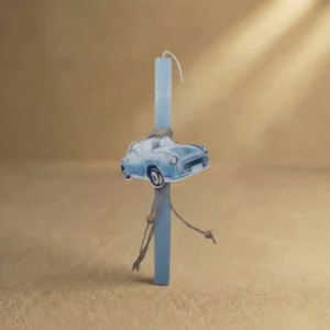 mpleaytokinitaki Μπλε Λαμπάδα Με Ξυλινο Αυτοκινητάκι